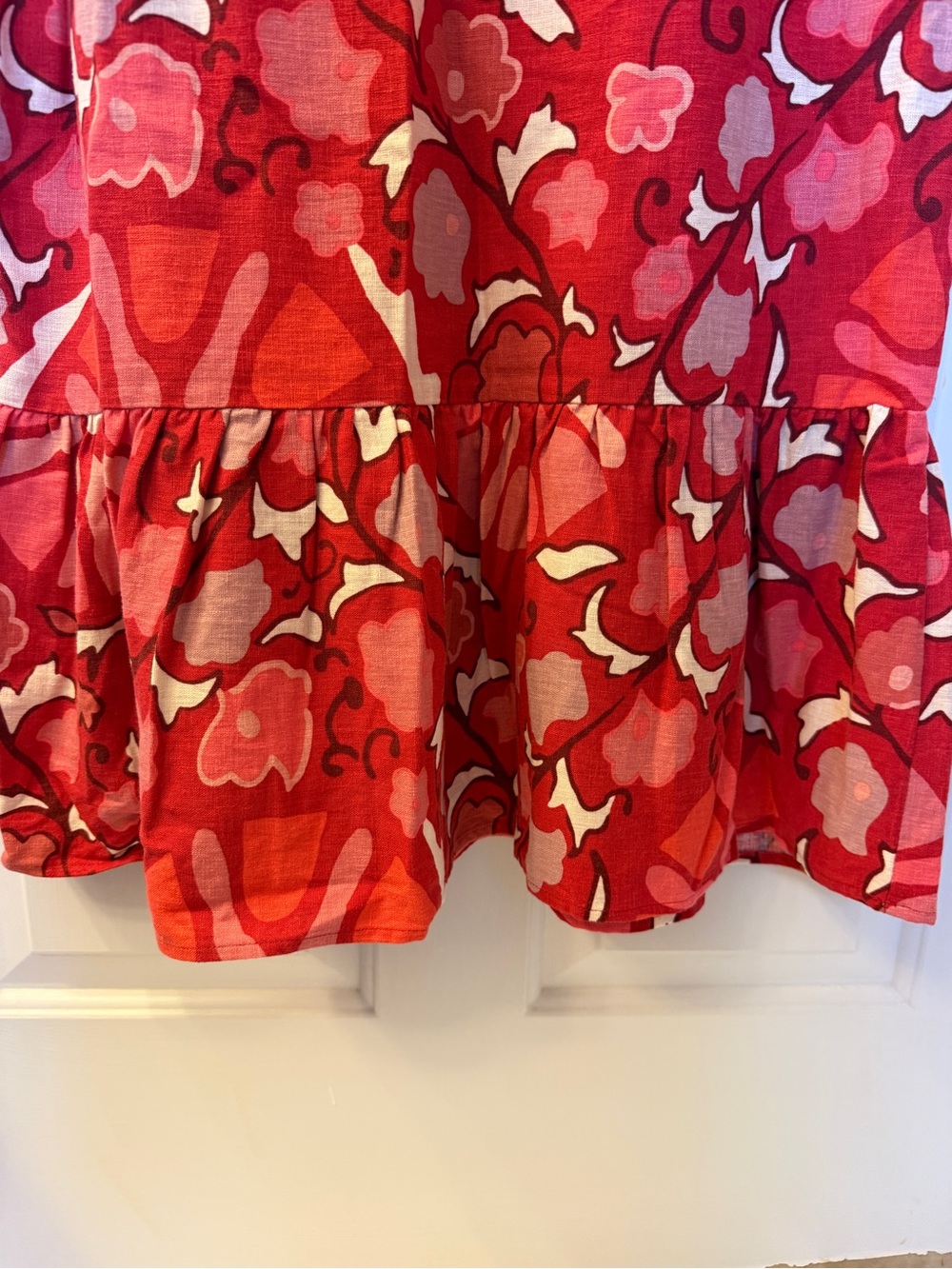 🩷 RHODE Red and Pink Abstract Floral Size 14 dress. NWOT. Linen blend. - Picture 10 of 12